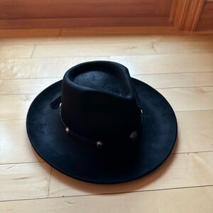 NWT Lulus Black Rexana Braided Concho Western Hat
